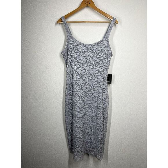 Marina Scalloped Glitter Lace Dress With Jacket Size 12 Silver Formal Wedding - Picture 6 of 9